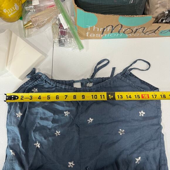 Bella Dahl Womens Size XS Blue Star Print 100% Linen Romper Spring Summer - Picture 6 of 7